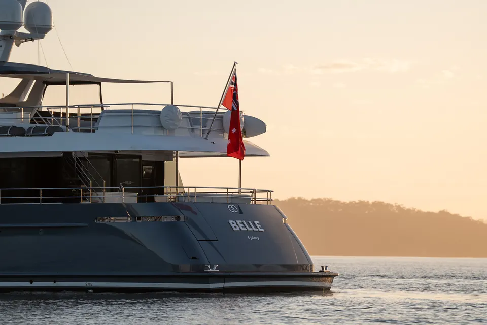 M/Y Belle, Stern at sunset