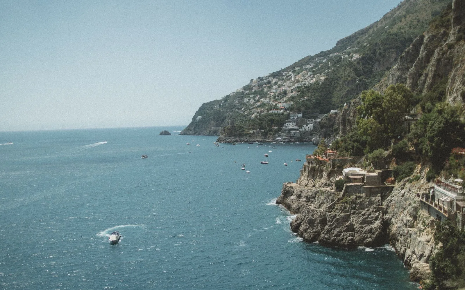 Aerial view of the coastline at Furore, Amalfi Coast