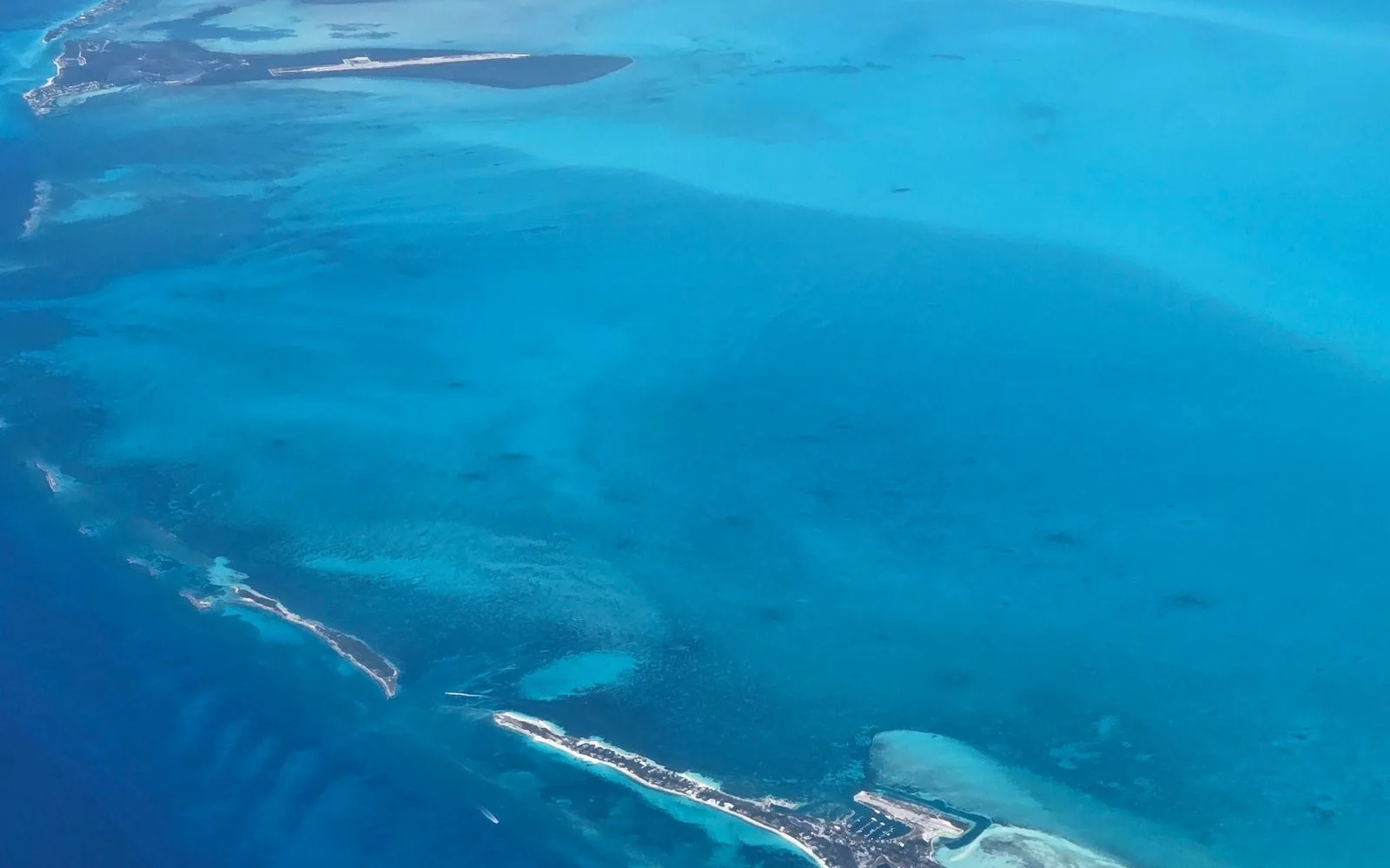 Turquoise banks and cays of the Bahamas from above