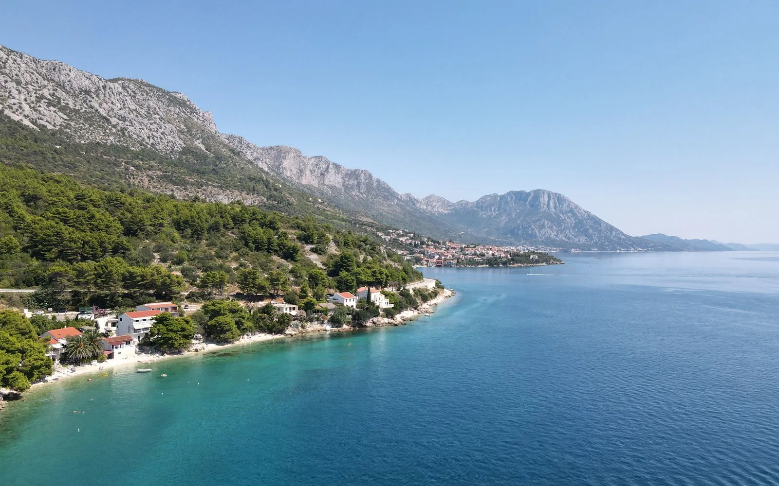 Turquoise coastline and mountains at Podaca, Croatia