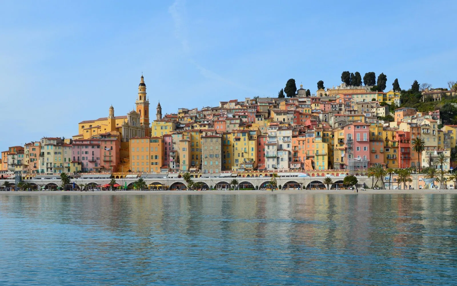 Colourful seafront houses of Menton on the French Riviera