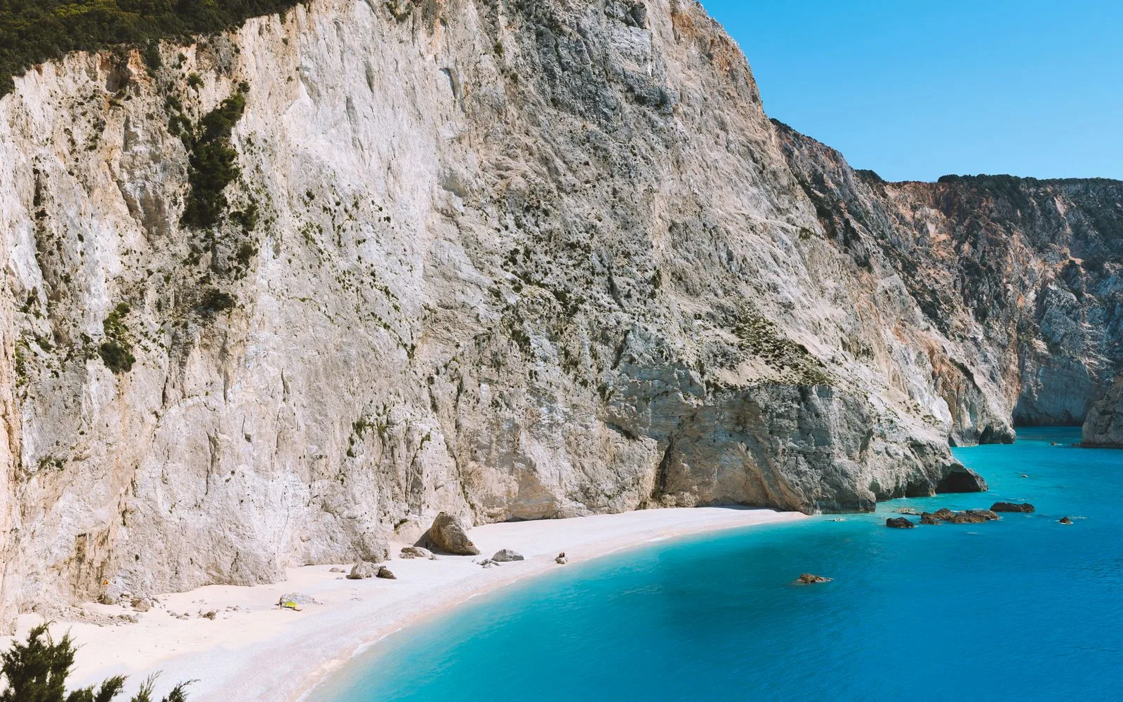 White cliffs and clear water at Porto Katsiki, Lefkada