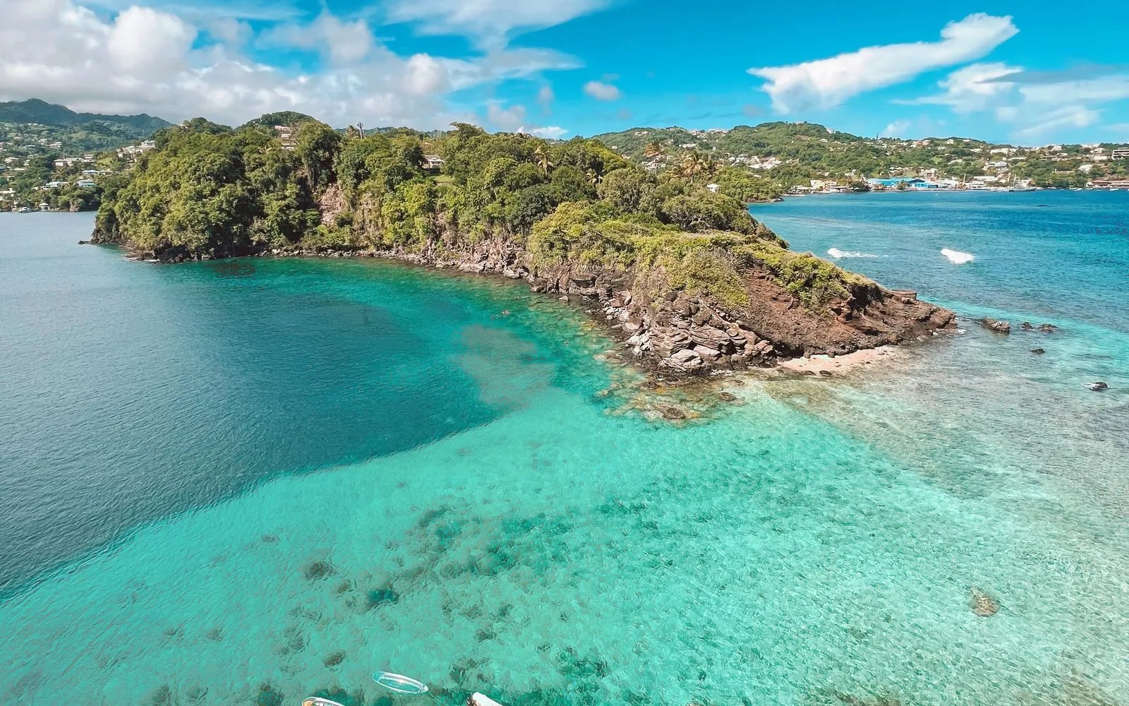 Turquoise shallows around a Grenadines island