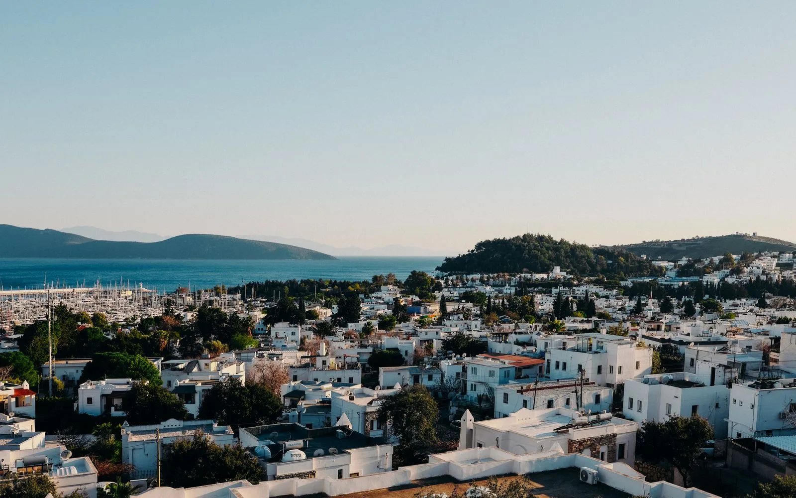 Aerial view of the Bodrum coastline, Turkey