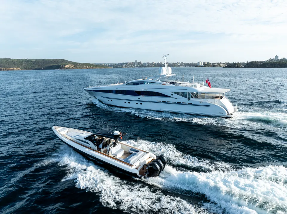 M/Y Lumir, Tender and yacht together on open water