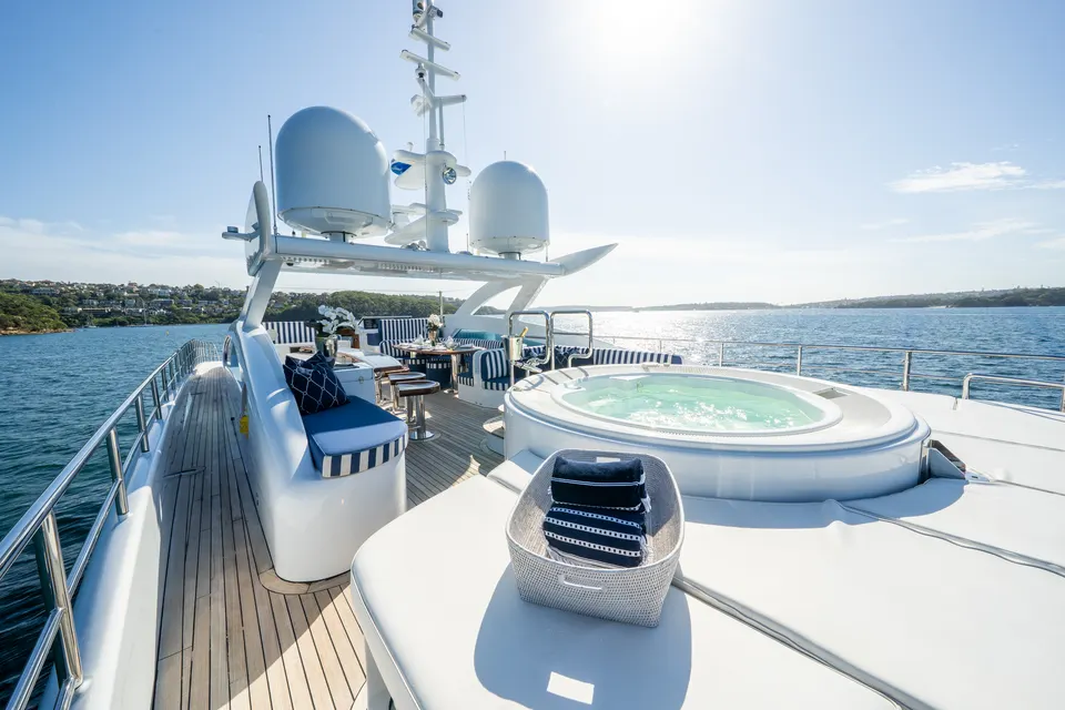 M/Y Lumir, Sun deck from the bow of the spa