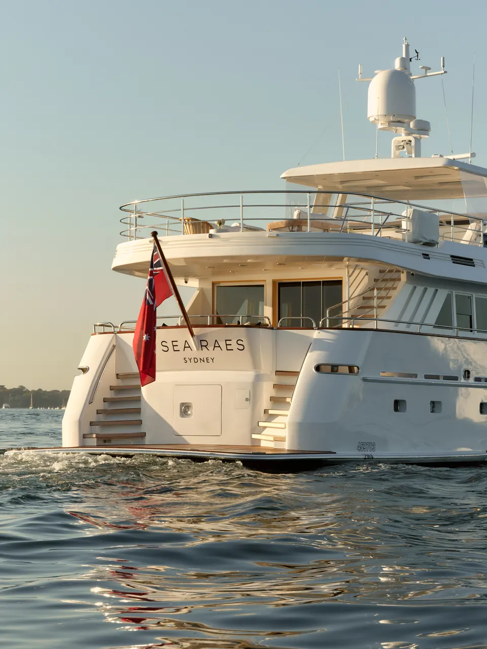 M/Y Sea Raes, her stern and swim platform