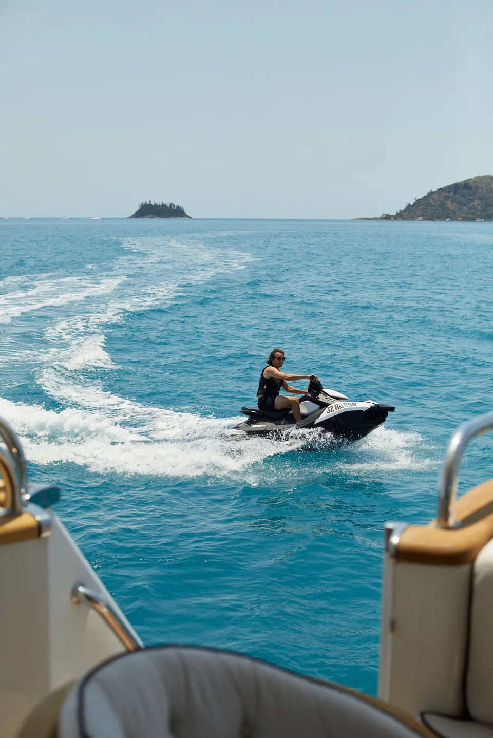 M/Y Sea Raes, a jet ski off the stern