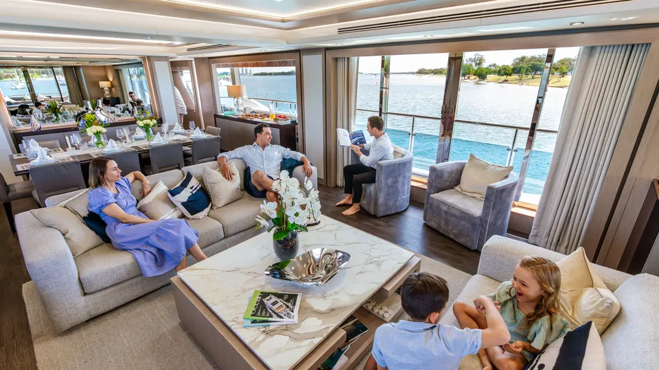 M/Y Sunset, family time in the main salon
