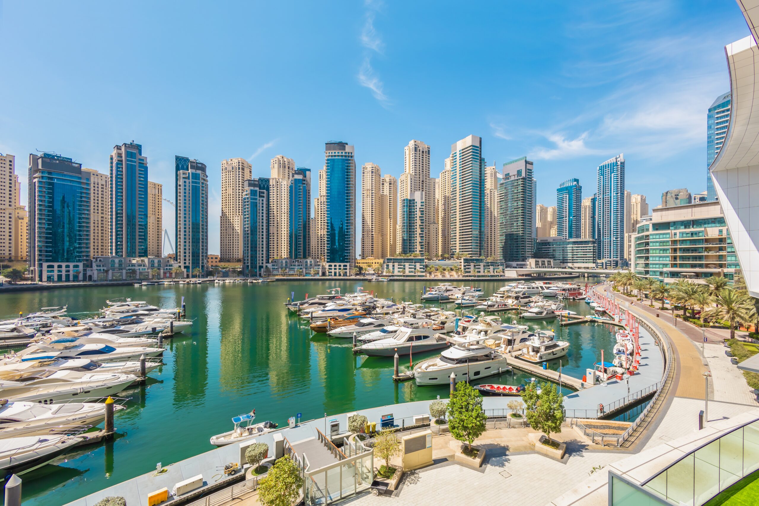 Dubai,Marina,Port,,Uae,,United,Arab,Emirates.,Yachts,Are,Moored