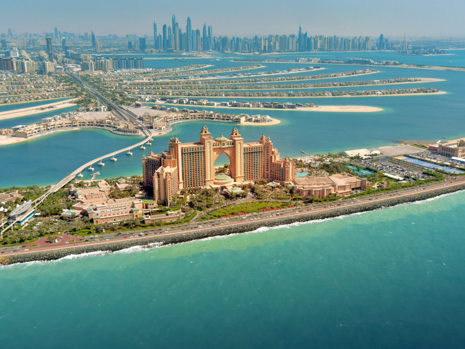 Panoramic,View,Of,Dubai,From,Palm,Island