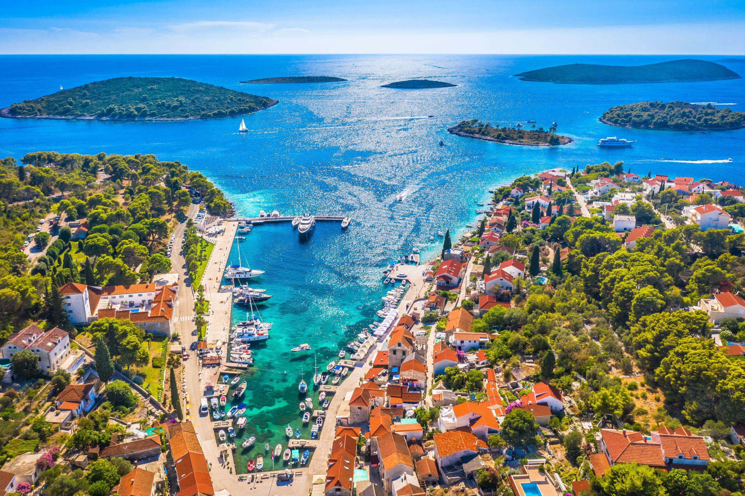 A,Stunning,Aerial,View,Of,Maslinica,On,olta,Island,,Croatia,